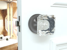 Load image into Gallery viewer, Princess Square Crystal Dark Grey Door Knobs