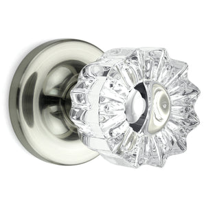 Tulip Fluted Crystal Satin Nickel Door Knobs