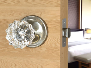 Tulip Fluted Crystal Satin Nickel Door Knobs