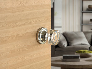 Round Crystal Satin Nickel Door Knobs