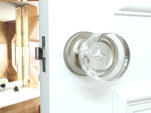 Round Crystal Satin Nickel Door Knobs