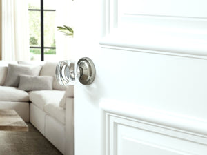 Round Crystal Satin Nickel Door Knobs