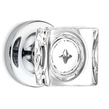 Load image into Gallery viewer, Square Crystal Polished Chrome Door Knobs