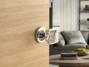 Square Crystal Polished Chrome Door Knobs