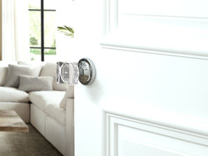 Square Crystal Polished Chrome Door Knobs