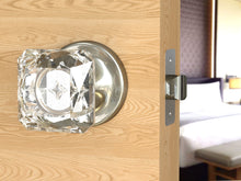 Load image into Gallery viewer, Princess Square Crystal Satin Nickel Door Knobs