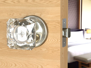 Princess Square Crystal Satin Nickel Door Knobs