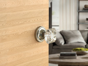 Princess Square Crystal Satin Nickel Door Knobs