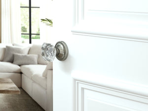 Princess Square Crystal Satin Nickel Door Knobs