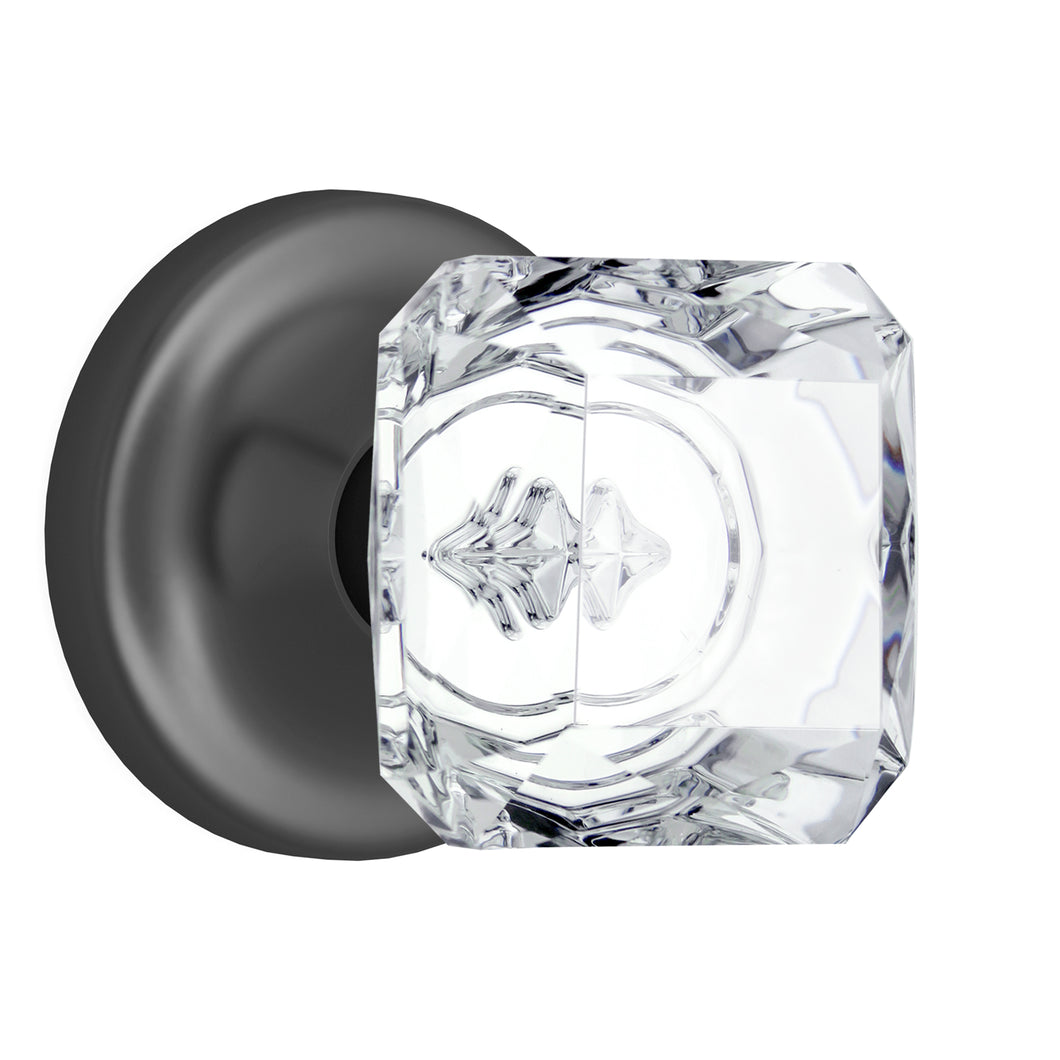 Princess Square Crystal Dark Grey Door Knobs