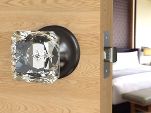 Princess Square Crystal Dark Grey Door Knobs
