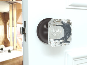 Princess Square Crystal Dark Grey Door Knobs