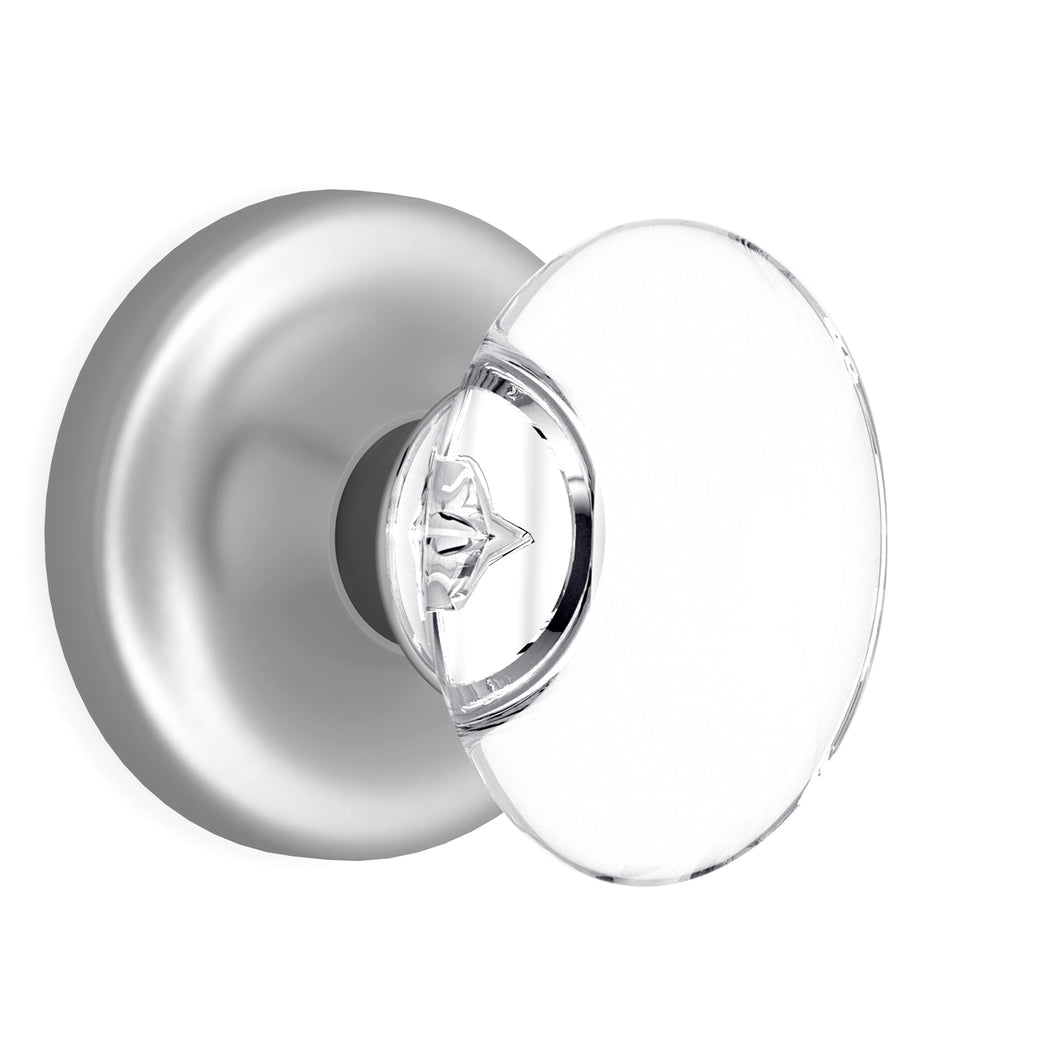 Oval Egg Crystal Matte Chrome Door Knobs