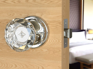 Diamond Round Brilliant Crystal Polished Chrome Door Knobs