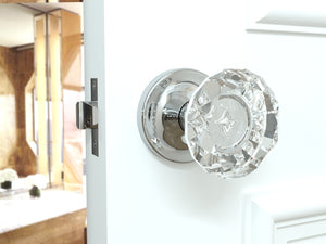 Diamond Round Brilliant Crystal Polished Chrome Door Knobs