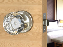 Load image into Gallery viewer, Diamond Round Brilliant Crystal Satin Nickel Door Knobs