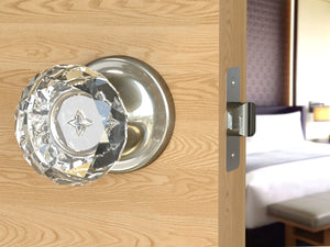 Diamond Round Brilliant Crystal Satin Nickel Door Knobs
