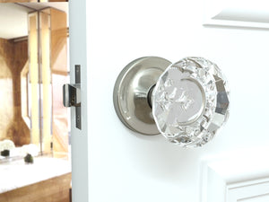 Diamond Round Brilliant Crystal Satin Nickel Door Knobs