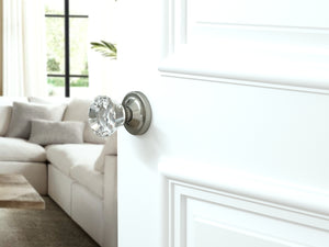 Diamond Round Brilliant Crystal Satin Nickel Door Knobs