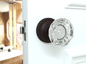 Diamond Round Brilliant Crystal Venetian Bronze Door Knobs