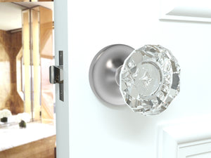 Diamond Round Brilliant Crystal Matte Chrome Door Knobs