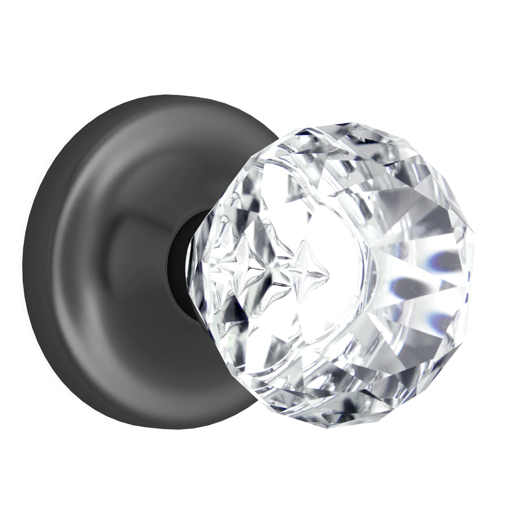 Diamond Round Brilliant Crystal Dark Grey Door Knobs
