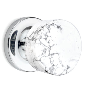 White Marble Polished Chrome Door Knobs
