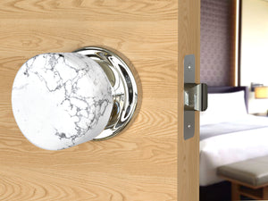 White Marble Polished Chrome Door Knobs