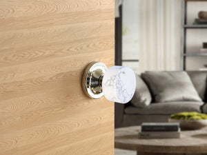 White Marble Polished Chrome Door Knobs