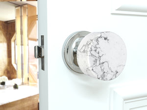 White Marble Polished Chrome Door Knobs