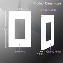 Load image into Gallery viewer, 1-Gang Rocker Mid-Size Screwless Wall Plate Cover Glossy White