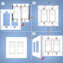 Load image into Gallery viewer, 2-Gang Rocker Mid-Size Screwless Wall Plate Cover Glossy White