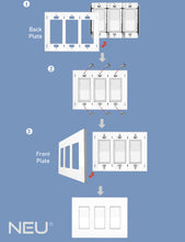 Load image into Gallery viewer, 3-Gang Rocker Mid-Size Screwless Wall Plate Cover Glossy White