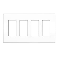 Load image into Gallery viewer, 4-Gang Rocker Mid-Size Screwless Wall Plate Cover Glossy White