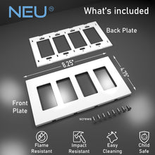 Load image into Gallery viewer, 4-Gang Rocker Mid-Size Screwless Wall Plate Cover Glossy White