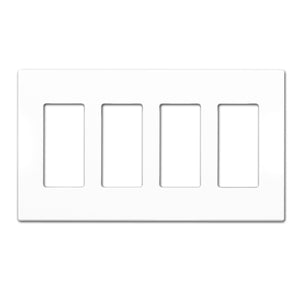 4-Gang Rocker Mid-Size Screwless Wall Plate Cover Glossy White
