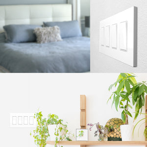4-Gang Rocker Mid-Size Screwless Wall Plate Cover Glossy White