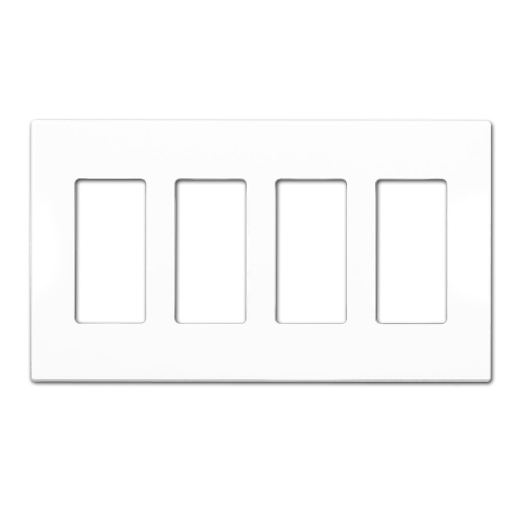 4-Gang Rocker Mid-Size Screwless Wall Plate Cover Glossy White