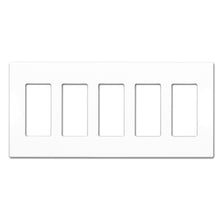 Load image into Gallery viewer, 5-Gang Rocker Mid-Size Screwless Wall Plate Cover Glossy White