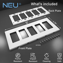 Load image into Gallery viewer, 5-Gang Rocker Mid-Size Screwless Wall Plate Cover Glossy White