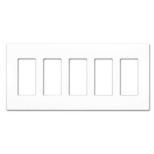 5-Gang Rocker Mid-Size Screwless Wall Plate Cover Glossy White