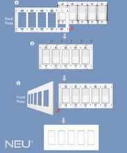 Load image into Gallery viewer, 5-Gang Rocker Mid-Size Screwless Wall Plate Cover Glossy White