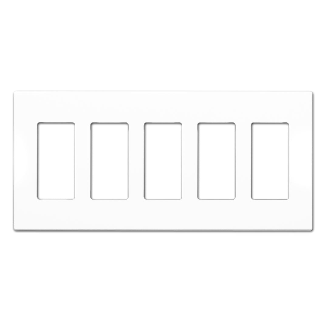 5-Gang Rocker Mid-Size Screwless Wall Plate Cover Glossy White