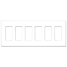 Load image into Gallery viewer, 6-Gang Rocker Mid-Size Screwless Wall Plate Cover Glossy White