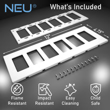 Load image into Gallery viewer, 6-Gang Rocker Mid-Size Screwless Wall Plate Cover Glossy White