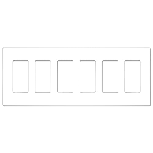 6-Gang Rocker Mid-Size Screwless Wall Plate Cover Glossy White