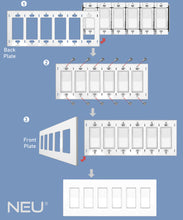 Load image into Gallery viewer, 6-Gang Rocker Mid-Size Screwless Wall Plate Cover Glossy White