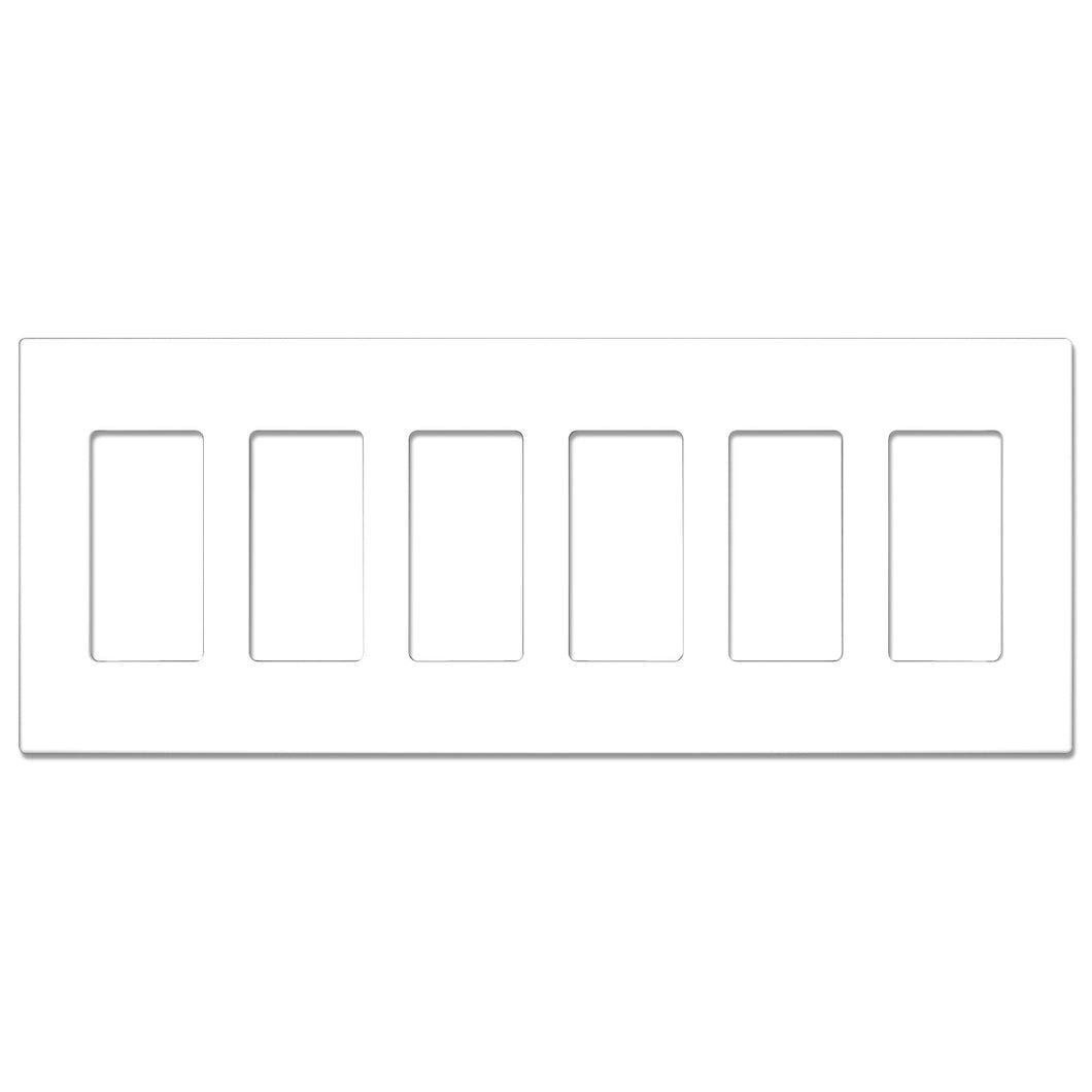 6-Gang Rocker Mid-Size Screwless Wall Plate Cover Glossy White