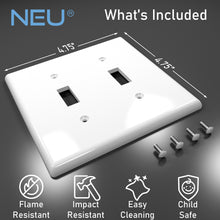 Load image into Gallery viewer, 2-Gang Toggle Mid-Size Wall Plate Cover Glossy White