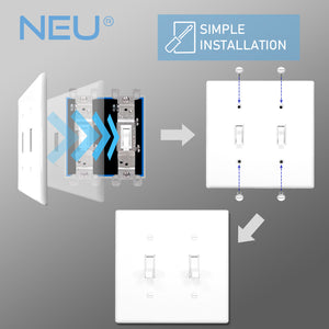 2-Gang Toggle Mid-Size Wall Plate Cover Glossy White